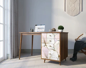 фото Стол рабочий "Berber" принт 31 с одной тумбой арт BB31/Print_31 в интерьере