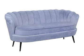 Диван ракушка для гостиниц Pearl Triple Blue на черных ножках