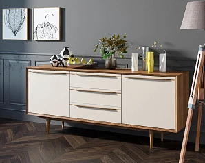 заказать Комод "Bruni white" с тремя ящиками и дверками арт BR-03WH