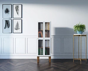 красивый Шкаф-витрина "Andersen" с рифлеными стеклами арт AN14WH на заказ