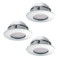 95822 Комплект светодиодных встраиваемых светильников PINEDA, 3х6W(LED), ?78, IP44, пластик, хром в интернет-магазине