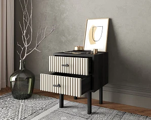 фото Тумбочка с двумя ящиками "Emerson" арт EM16/milky/L в интерьере