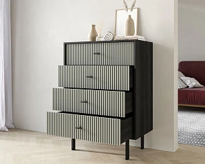 купить Комод вертикальный с четырьмя ящиками "Emerson" арт EM18/gray/L