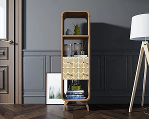 красивый Стеллаж "Ellipse print" узкий с ящиками принт 1 арт EL17/print_01