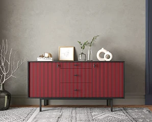 Комод две дверки и три ящика "Emerson" арт EM08/red/L в интерьере
