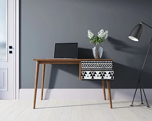 красивый Стол рабочий "Berber" принт 19 с одной тумбой арт BB20/Print_19 на заказ