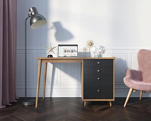 фото Стол рабочий "Berber" принт 33 с одной тумбой арт BB31/Print_33 в интерьере