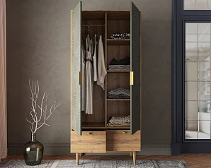 стильные Шкаф двухстворчатый  с ящиками "Line" R26/browngrey