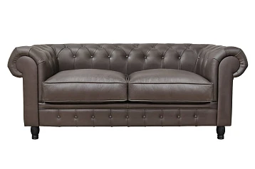 купить Диван из коричневой кожи Chesterfield Brown Leather 2S