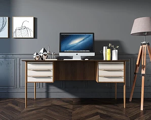 заказать стильные Рабочий письменный стол "Bruni white" с ящиками арт BR47WH