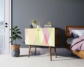 Комод на высоких ножках "Berber" малый принт 16 арт BB13/Print_16 в интерьере