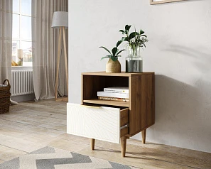 купить Тумбочка с нижним ящиком "Line" LN09/GR1/beige в интернет-магазине