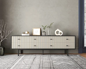 стильный Комод с восемью ящиками "Emerson" арт EM03/milky/L