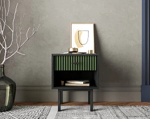 Тумбочка с верхним ящиком "Emerson" арт EM11/green/L в интерьере