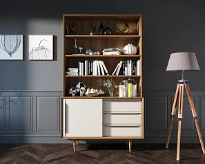 красивый Стеллаж "Bruni White" с дверками арт BR-01WH на заказ