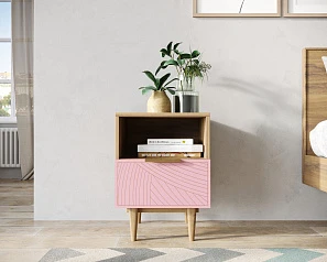 купить стильные Тумбочка с нижним ящиком "Line" LN09/GR1/pink