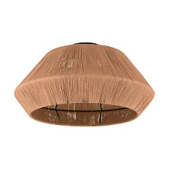 фото 43784 Потолочный светильник ALDERNEY, 1Х40W, E27, H240, ?480, сталь, черный/текстильная нить, натуральный в интерьере