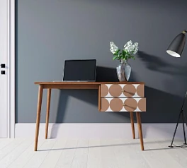 Стол рабочий "Berber" принт 17 с одной тумбой арт BB20/Print_17 в интерьере