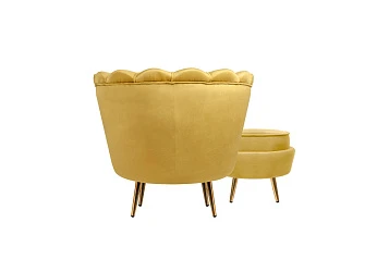 Кресло с пуфом ракушка Pearl Yellow в интернет-магазине
