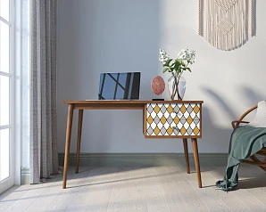 купить стильный Стол рабочий "Berber" принт 22 с одной тумбой арт BB20/Print_22