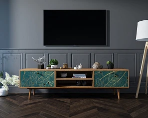 стильный Комод "Berber" с нишей низкий под TV арт BB49/Print_41 на заказ