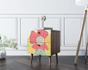 Тумбочка "Berber" с двумя ящиками 5 принт арт BB03/Print_05, разноцветная в интерьере
