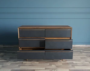 стильный Комод "Bruni Black" с шестью ящиками арт BR05Black