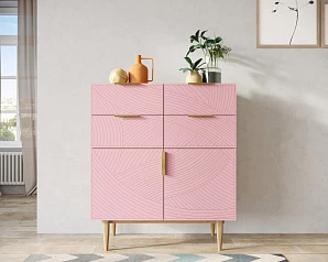 заказать Большой комод с четырьмя ящиками и дверками "Line" LN17/GR1/pink в интернет-магазине