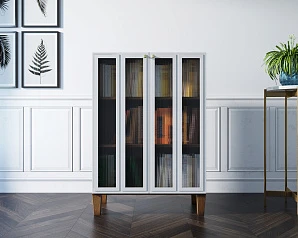 фото Шкаф-буфет "Andersen" малый с рифлеными стеклами арт AN18/1WH в интерьере