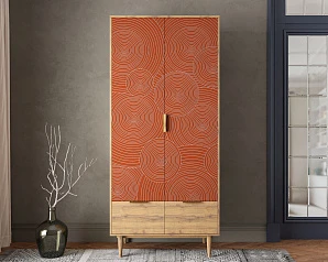 Шкаф двухстворчатый  с ящиками "Line" R26/red на заказ