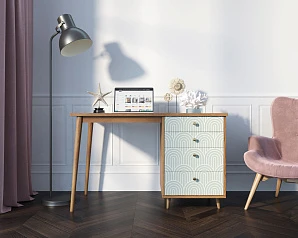 фото Стол рабочий "Berber" принт 34 с одной тумбой арт BB31/Print_34