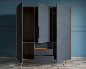 купить красивый Шкаф в скандинавском стиле "Bruni Black" трехстворчатый арт BR27/3Black