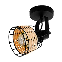 купить красивые 43324 Светильник настенно-потолочный ANWICK 1, 1x40W(E27), сталь, черный/ротанг, натуральный в интернет-магазине