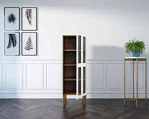 красивый Шкаф-витрина "Andersen" с рифлеными стеклами арт AN14WH на заказ