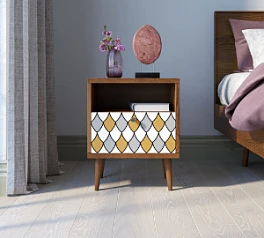 Тумбочка "Berber" с одним ящиком 22 принт арт BB06/Print_22, разноцветная на заказ