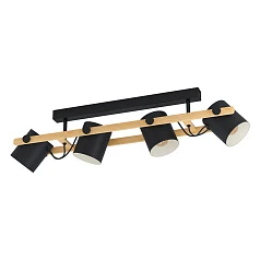 заказать 43558 Светильник потолочный HORNWOOD, 4Х28W, E27, L1000, B190, H275, сталь/дерево, черный/коричневый