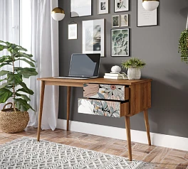 Стол рабочий "Berber" принт 50 с одной тумбой арт BB20/Print_50 в интерьере