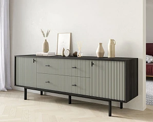 купить Комод две дверки и четыре ящика "Emerson" арт EM19/gray/L в интернет-магазине