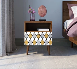 Тумбочка "Berber" с одним ящиком 22 принт арт BB06/Print_22, разноцветная на заказ