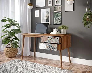 Стол рабочий "Berber" принт 50 с одной тумбой арт BB20/Print_50 в интерьере