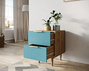 фото Тумбочка с двумя ящиками "Line" LN07/GR1/blue в интерьере