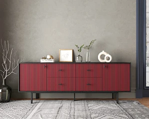 купить Комод две дверки и четыре ящика "Emerson" арт EM19/red/L в интернет-магазине