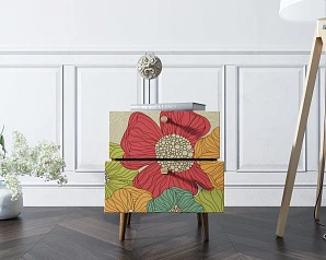 Тумбочка "Berber" с двумя ящиками 5 принт арт BB03/Print_05, разноцветная в интерьере