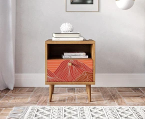 фото Тумбочка "Berber" с одним ящиком 49 принт арт BB06/Print_49, разноцветная в интерьере