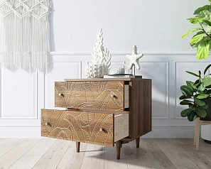 Комод "Boho" 2 ящика джангл арт BH06 в интерьере