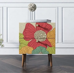 Тумбочка "Berber" с двумя ящиками 5 принт арт BB03/Print_05, разноцветная в интерьере