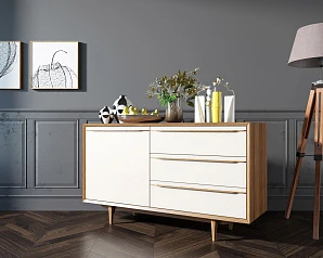 купить стильный Комод "Bruni white" с ящиками и дверкой арт BR-02WH в интернет-магазине