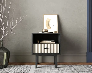 купить стильные Тумбочка с нижним ящиком "Emerson" арт EM17/milky/L в интернет-магазине