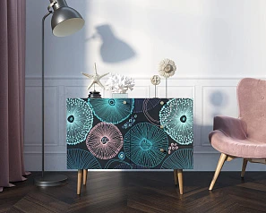 красивые Комод "Berber" три ящика и дверка 32 принт арт BB34/Print_32