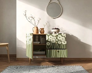 Комод "Berber" три ящика и дверка арт BB34/Print_53 в интерьере